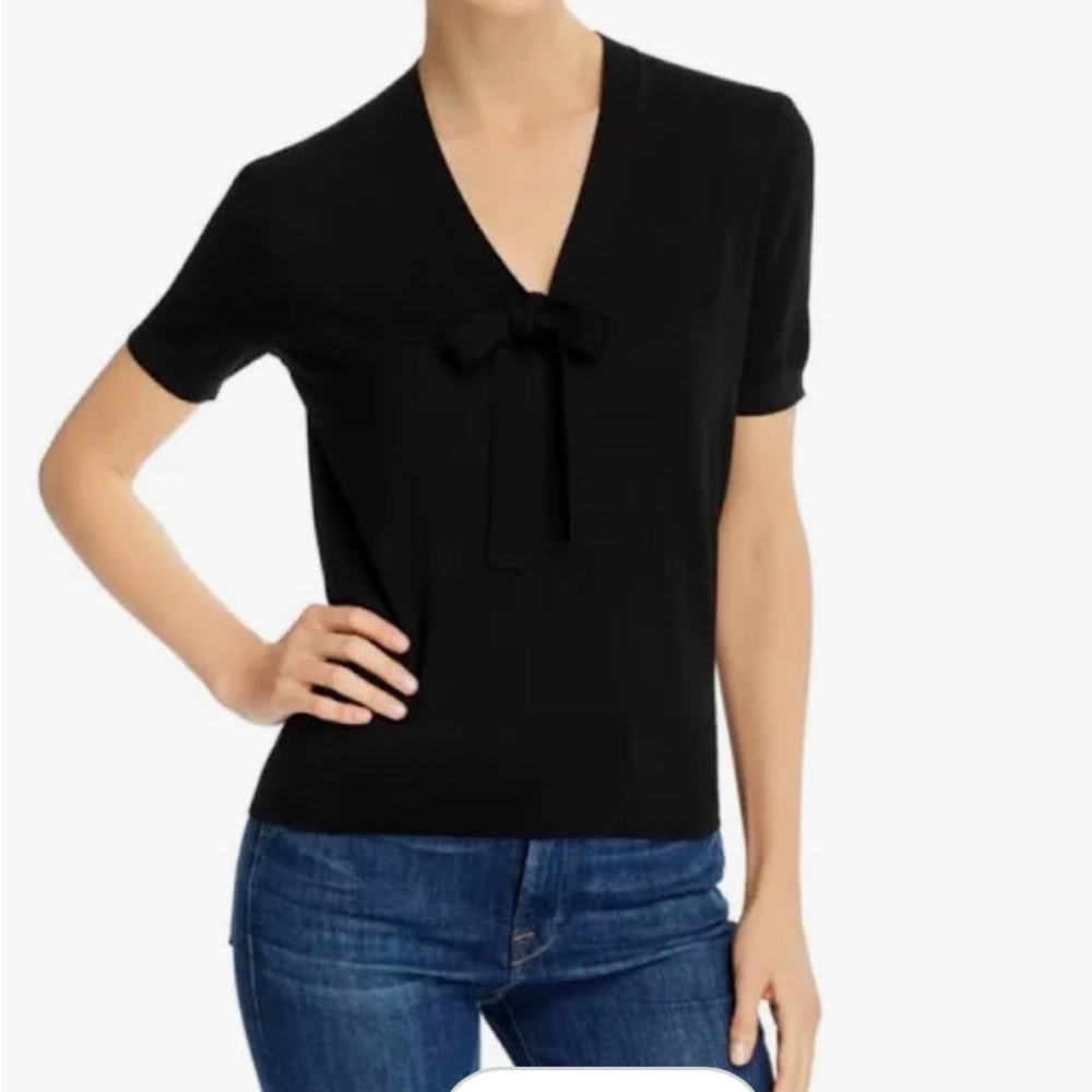 Theory Black Tie Front Elodie Blouse NWT
